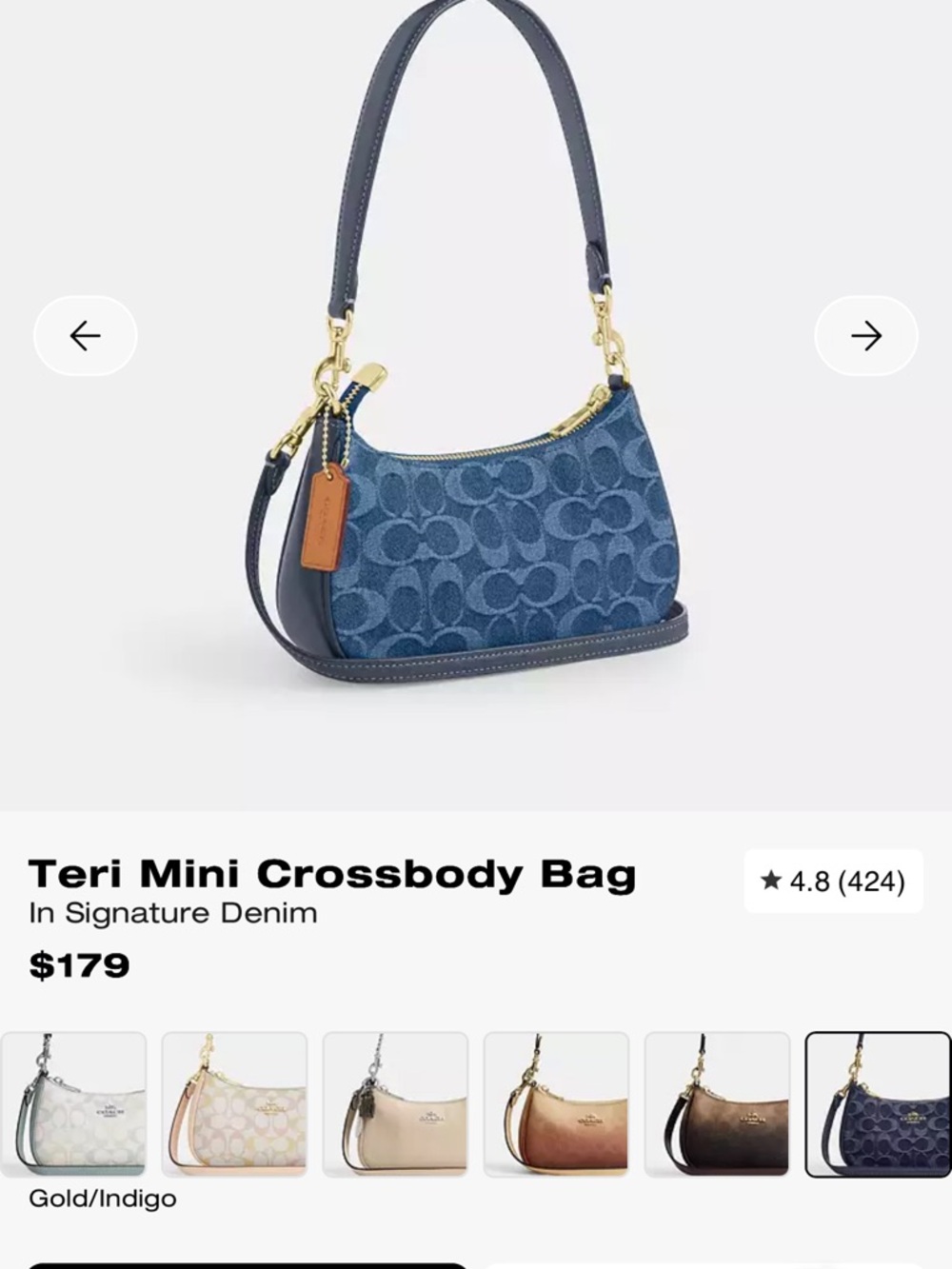 Coach Teri Mini Crossbody Bag in Indigo Denim